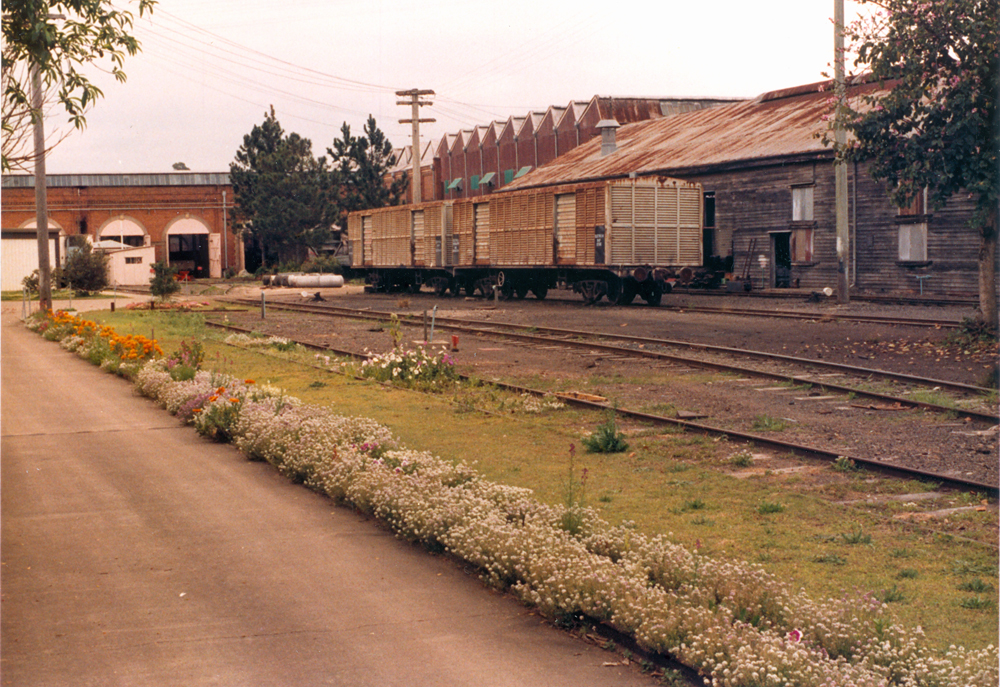 View from Electricians shop towards Wagon and Carriage shops, Ipswich Railway Workshops, North Ipswich, 1987