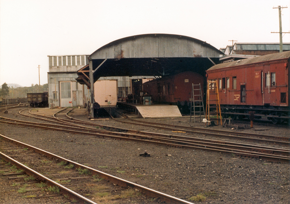 Canopy outside Paint shop, Ipswich Railway Workshops, North Ipswich, 1987