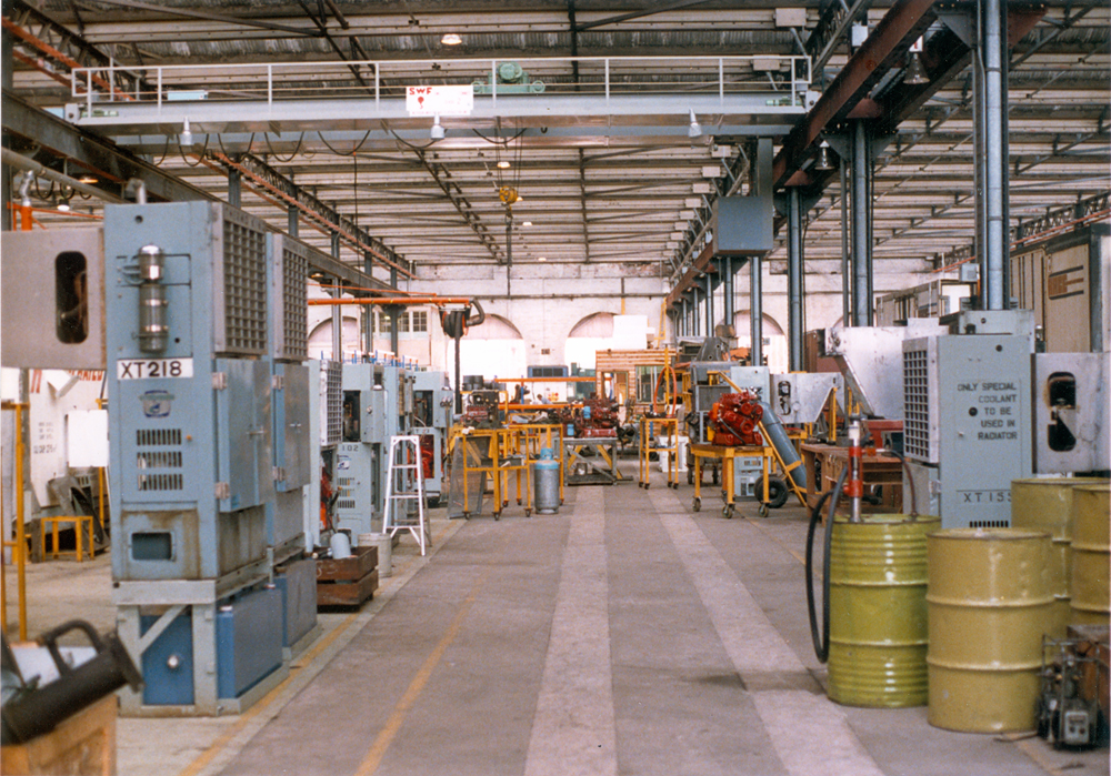 Air-conditioning and refrigeration section in Carriage shop, Ipswich Railway Workshops, North Ipswich, 1987