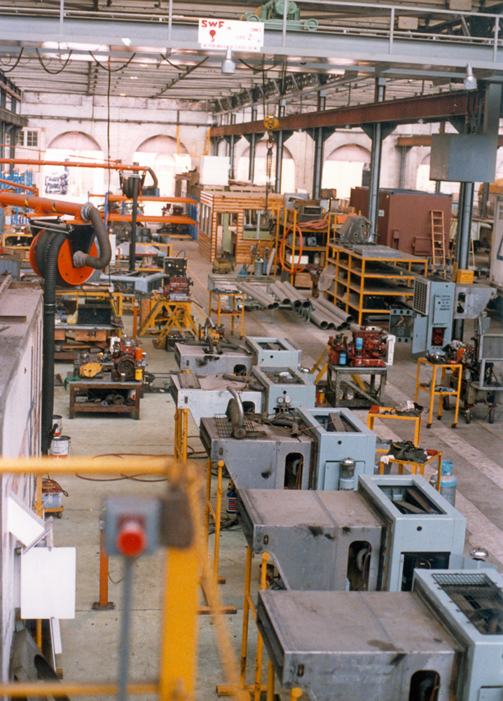 Air-conditioning and refrigeration section in Carriage shop, Ipswich Railway Workshops, North Ipswich, 1987