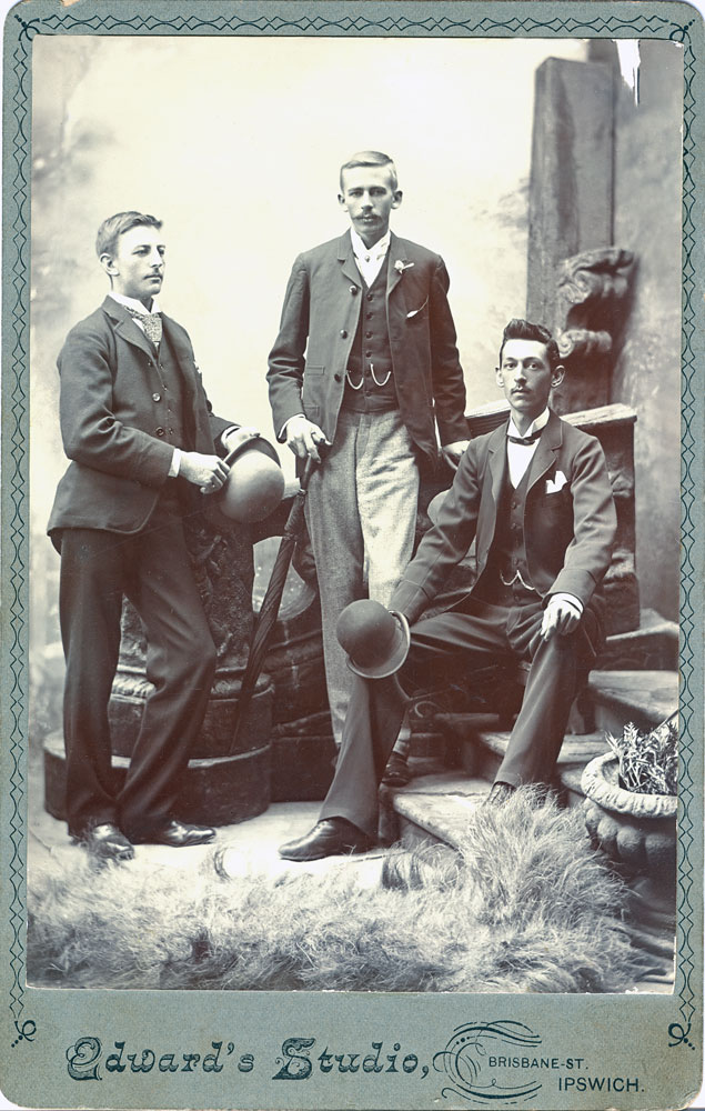 Unidentified young men, thought to be from the Noble family of Walloon, Ipswich, 1894-1896