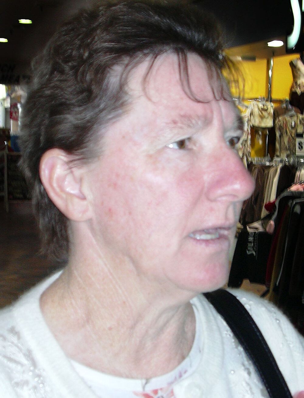 Rosslyn Green participating in a vox pop, Purga, August 2003