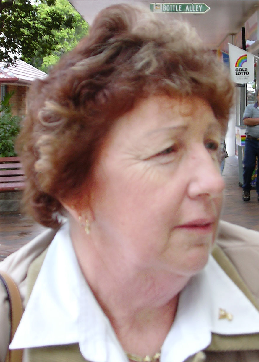 Dianne participating in a vox pop, Brassall, August 2003