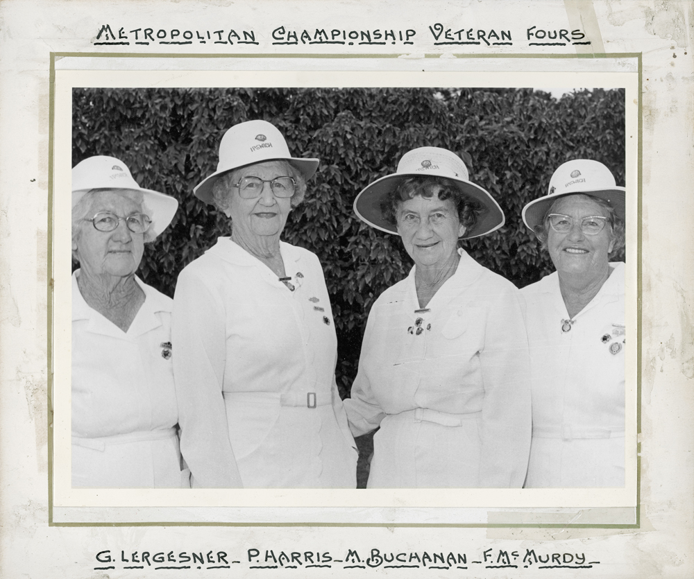 Metropolitan Championship Veteran Fours from Ipswich Bowls Club, Ipswich, 1970s -1980s