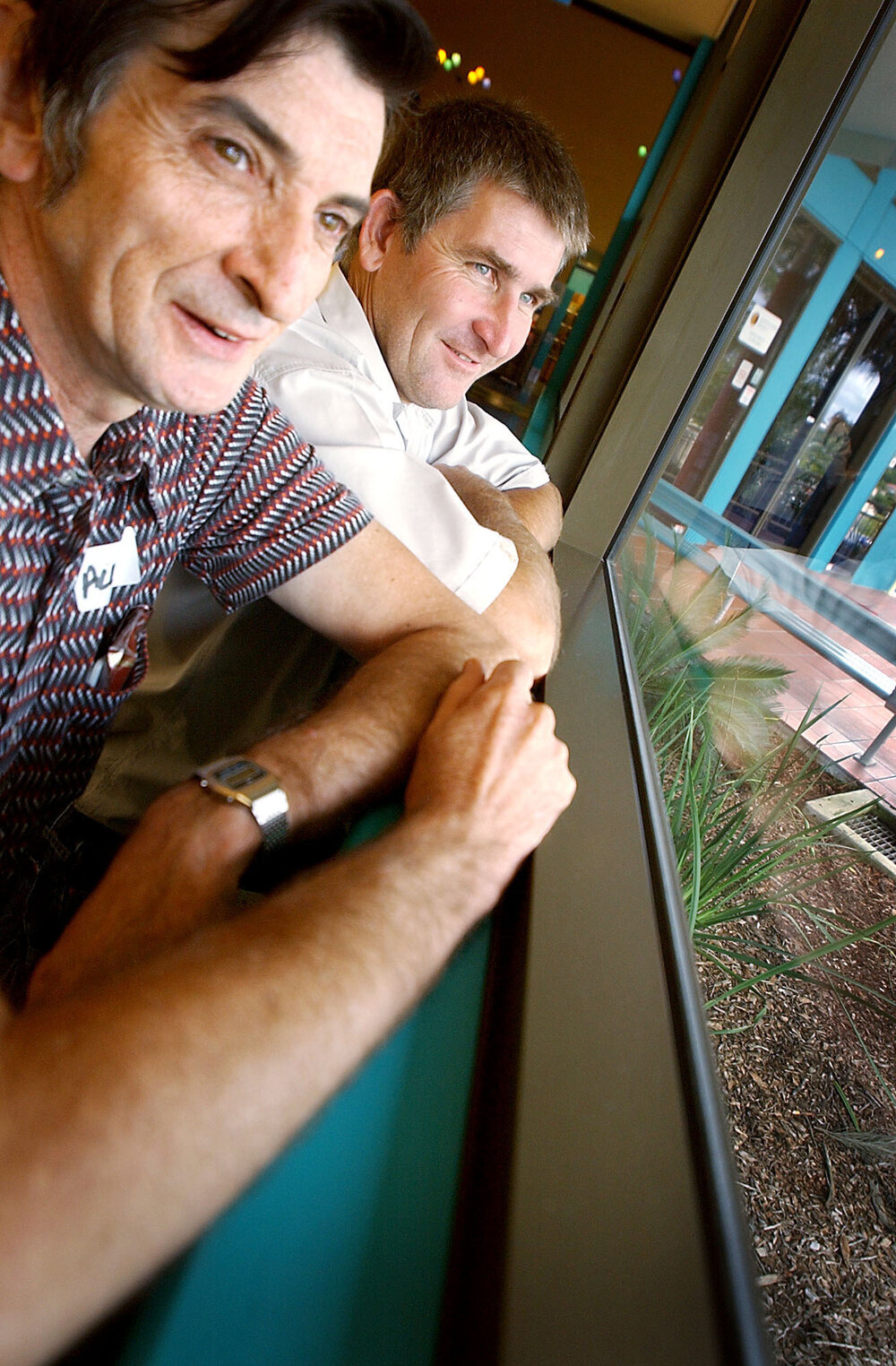 Unidentified man and his caretaker, Ipswich, May 2003