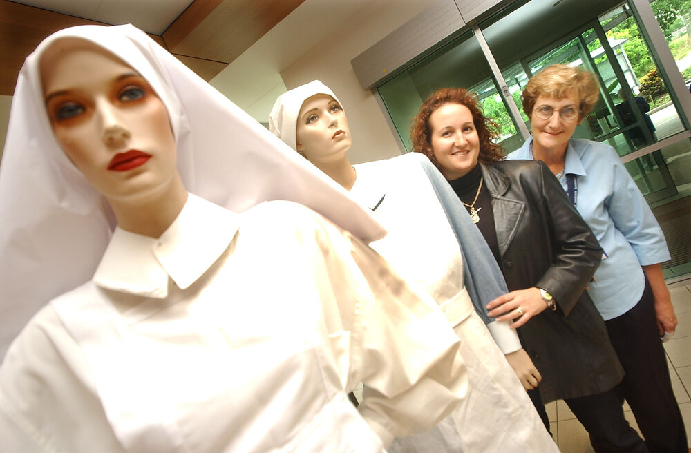 Rebecca Helland with her mother, Lyn Fields at Ipswich General Hospital on nurses week, Ipswich, May 2003