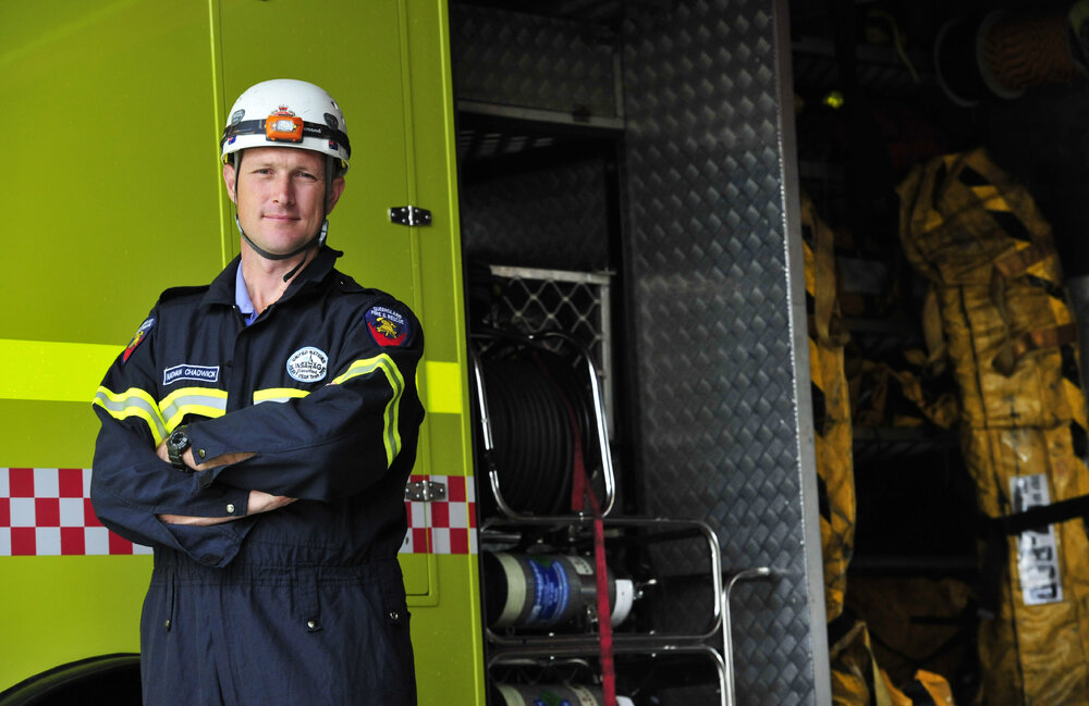 Urban Search and Rescue firefighter Nathan Chadwick, Ipswich, January 2013