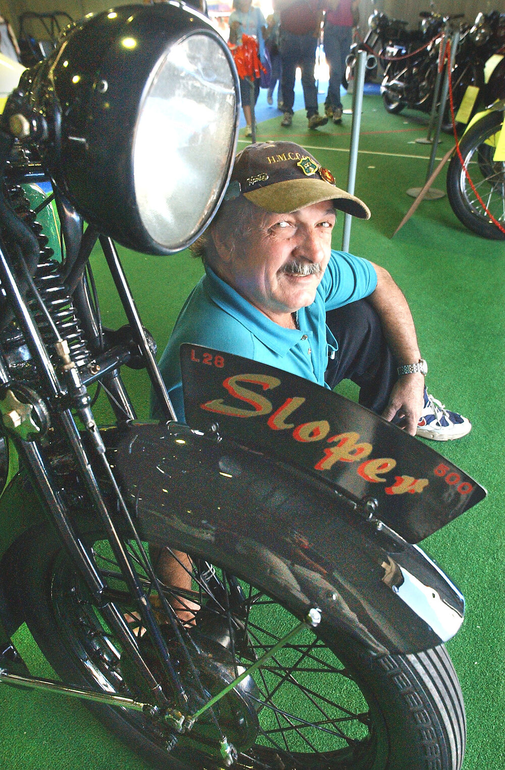 Robert Pound with his 1928 B.S.A 'Sloper' at the Ipswich show, Ipswich, May 2003