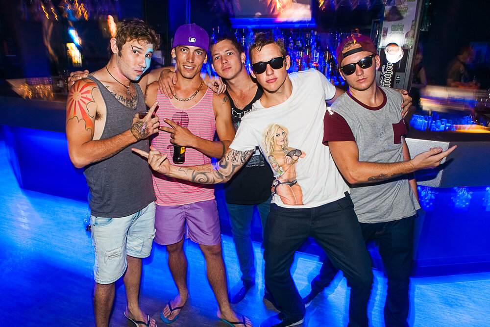 Dan Butcher, Hunter Brown, Matt Brown, Donovan Lonberg and Blake Price at Cocktails Nightclub, Ipswich, January 2013