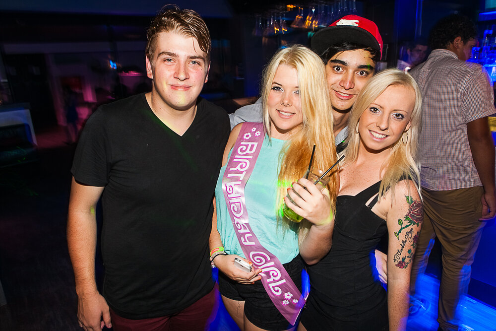 Jayden Tomlinson, Takita Kelly, Jared Britten and Caitlyn Petersen at Cocktails Nightclub, Ipswich, January 2013