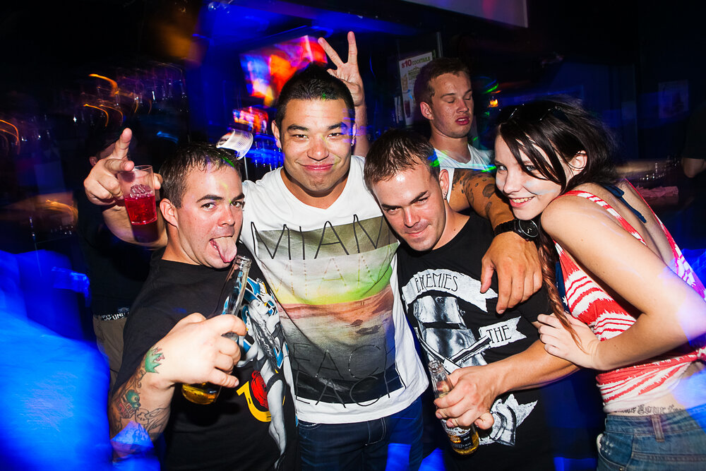 Ricky Butt, Ryan Steele, Danny Butt and Monique Quinn at Cocktails Nightclub, Ipswich, January 2013