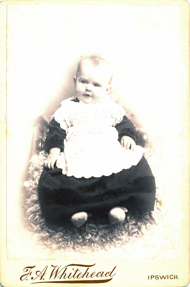 Portrait of unidentified child, thought to be from the Noble family of Walloon, Ipswich, 1890-1895