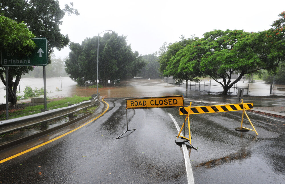 Bremer River in flood, King Edward Parade, Ipswich, January 2013