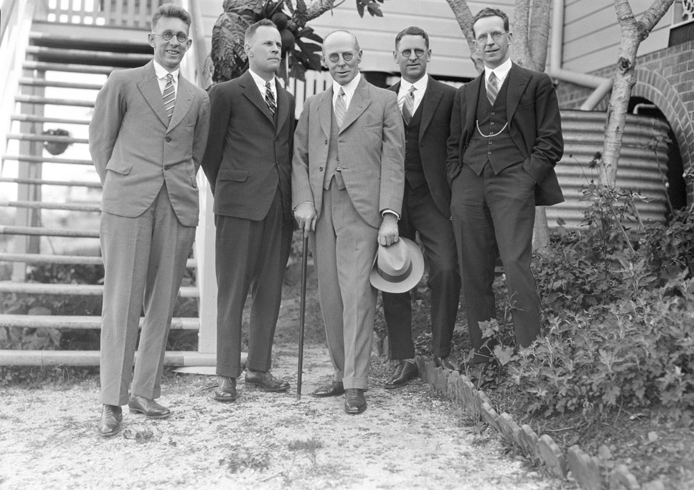 F. A. Whitehead and sons at the Whitehead home, Karragaroo, Eastern Heights, Ipswich, early 1930s