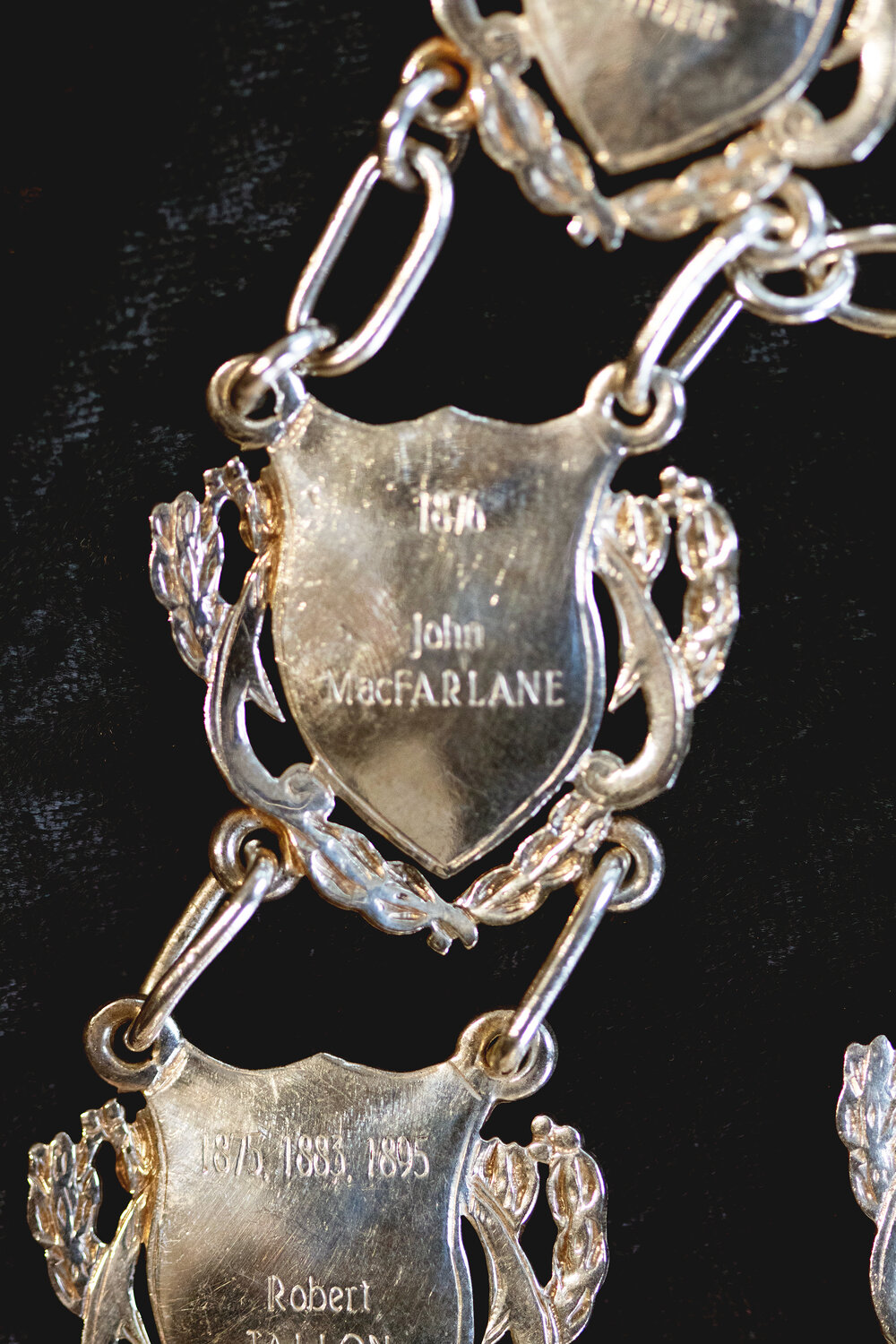 Shield for 11th Mayor of Ipswich John MacFarlane, close-up of the Ipswich Mayoral Chains of Office, in use since 2010 