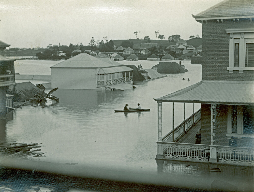 Bank of New South Wales, corner East and Brisbane Streets, during flood, Ipswich, 1893
