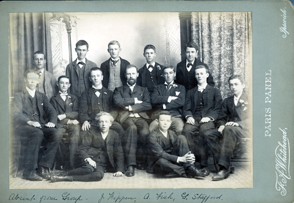 F. A. Whitehead with his Congregational Sunday School class, Ipswich, 1900