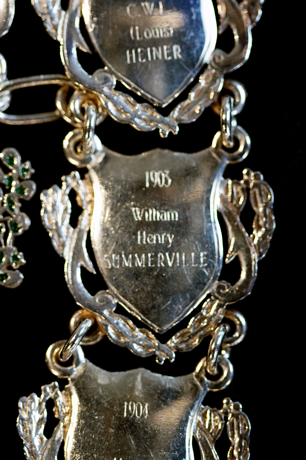 Shield for 25th Mayor of Ipswich William Henry Summerville, close-up of the Ipswich Mayoral Chains of Office, in use since 2010 