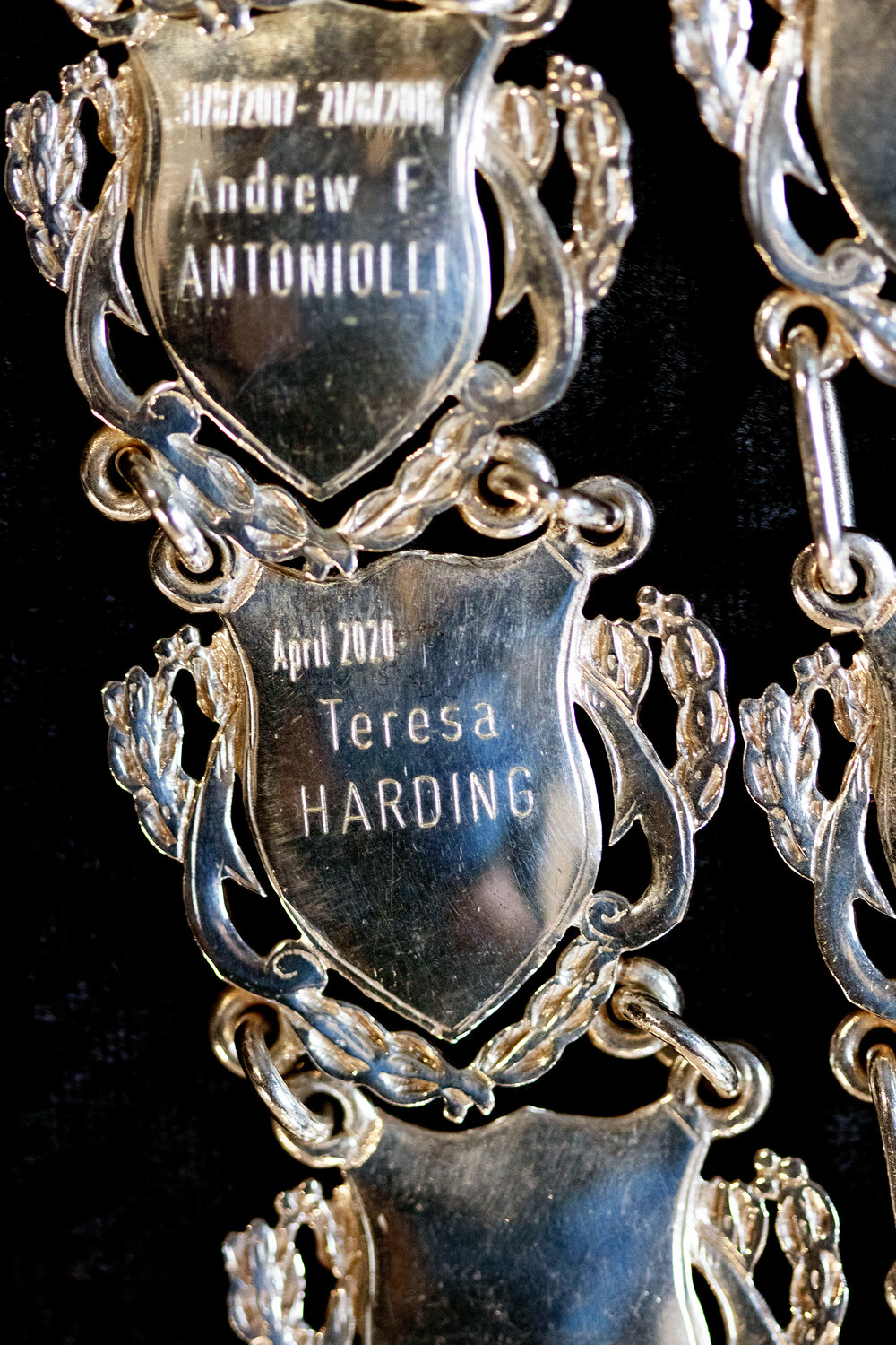 Shield for 51st Mayor of Ipswich Teresa Harding, close-up of the Ipswich Mayoral Chains of Office, in use since 2010 