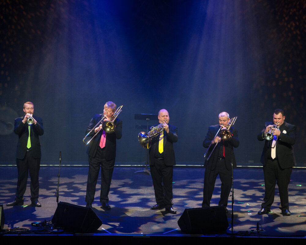 Best of Brass on stage at The Mayor's Command Performance, part of Heart and Soul: Celebrating 40 years of the Ipswich Civic Centre, July 2015