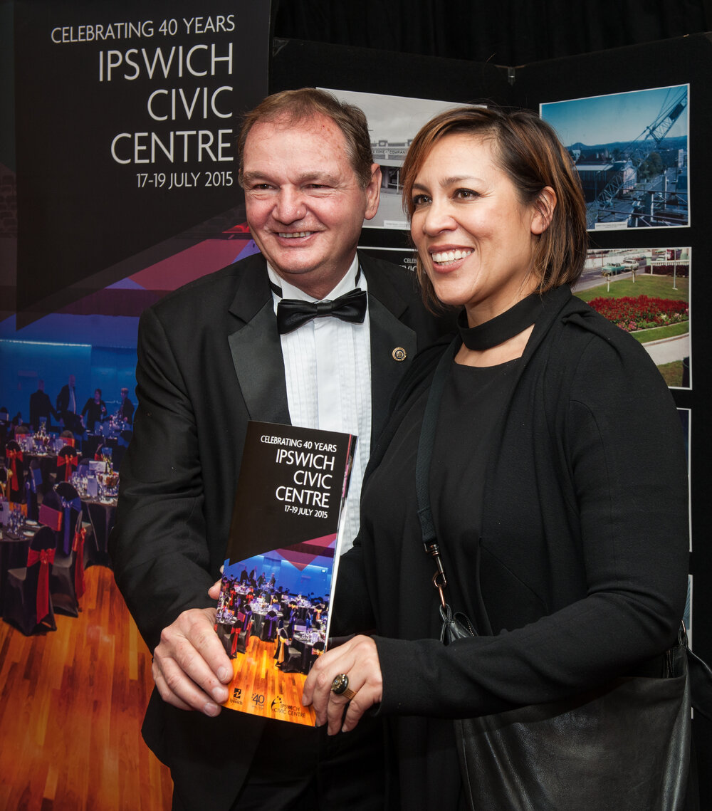 Kate Ceberano and Mayor Paul Pisasale at The Mayor's Command Performance, part of Heart and Soul: Celebrating 40 years of the Ipswich Civic Centre, July 2015
