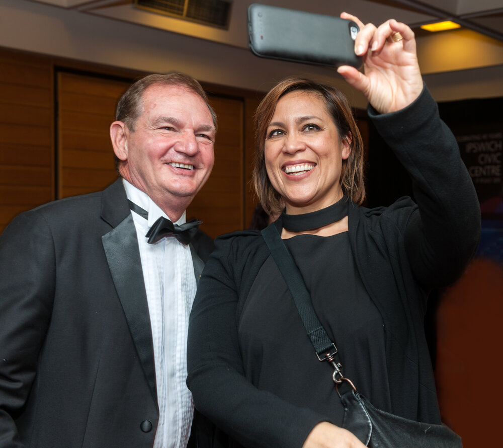 Kate Ceberano with Mayor Paul Pisasale at The Mayor's Command Performance, part of Heart and Soul: Celebrating 40 years of the Ipswich Civic Centre, July 2015