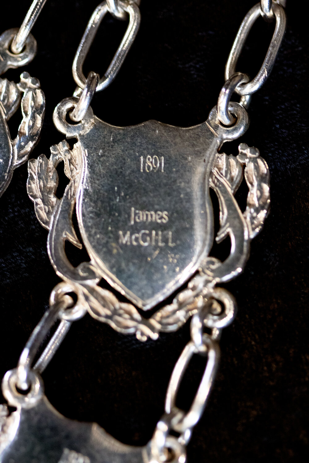 Shield for 16th Mayor of Ipswich James McGill, close-up of the Ipswich Mayoral Chains of Office, in use since 2010 