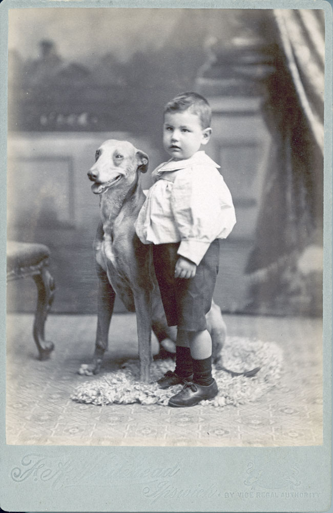 Young boy with large dog, Ipswich, early 1900s