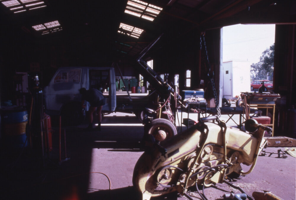 Interior of Moreton Shire Council workshop, Yamanto, c.1987