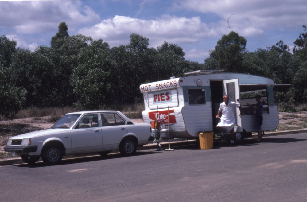Mobile food stall operating within the boundaries of the former Moreton Shire, location unknown, c.1987