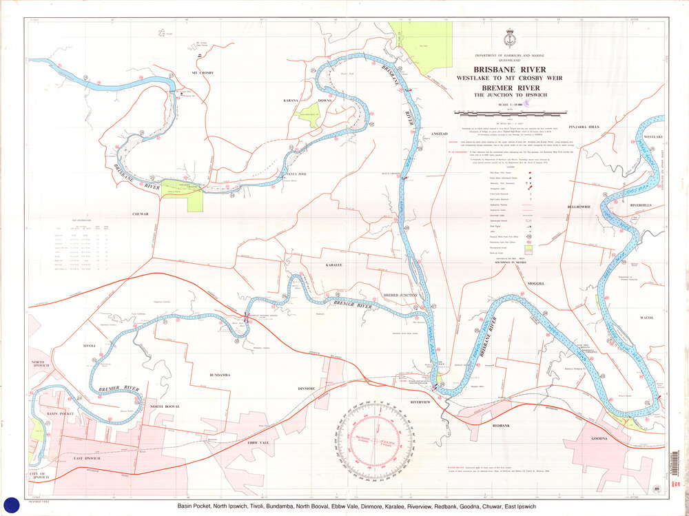 Brisbane River (Westlake to Mt. Crosby Weir), Bremer River (The Junction to Ipswich); Brisbane River (New Farm to Westlake) map