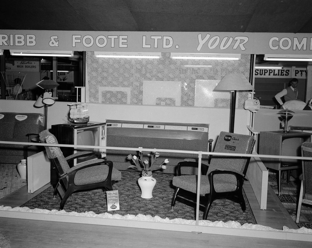 Cribb &amp; Foote furniture display, Ipswich Show, Ipswich, 1960
