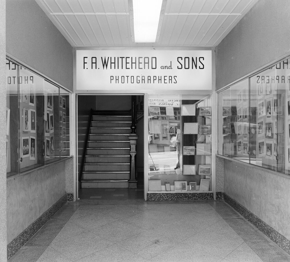 Entrance to F. A. Whitehead and Sons studio, Brisbane Street, Ipswich, 1959