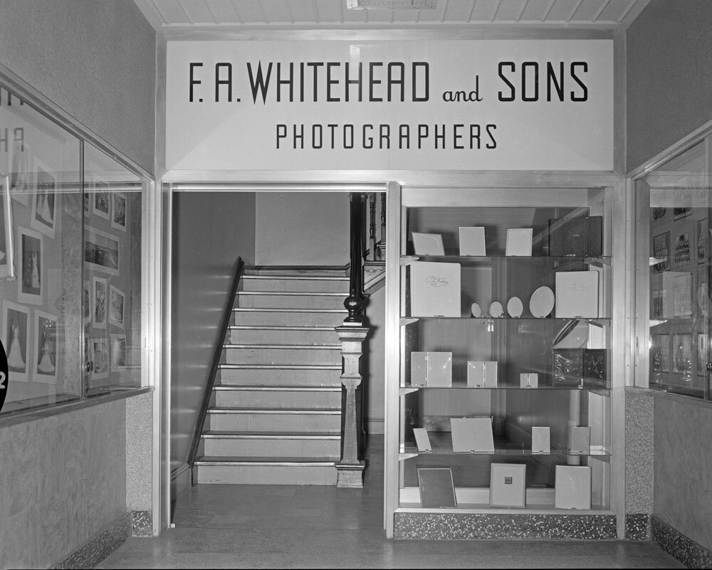 Entrance to F. A. Whitehead and Sons studio, Brisbane Street, Ipswich, 1959