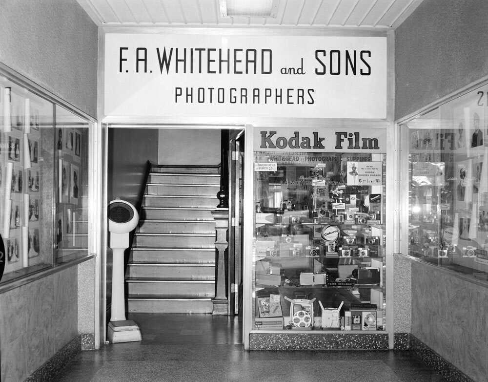Entrance to F. A. Whitehead and Sons studio, Brisbane Street, Ipswich, 1959