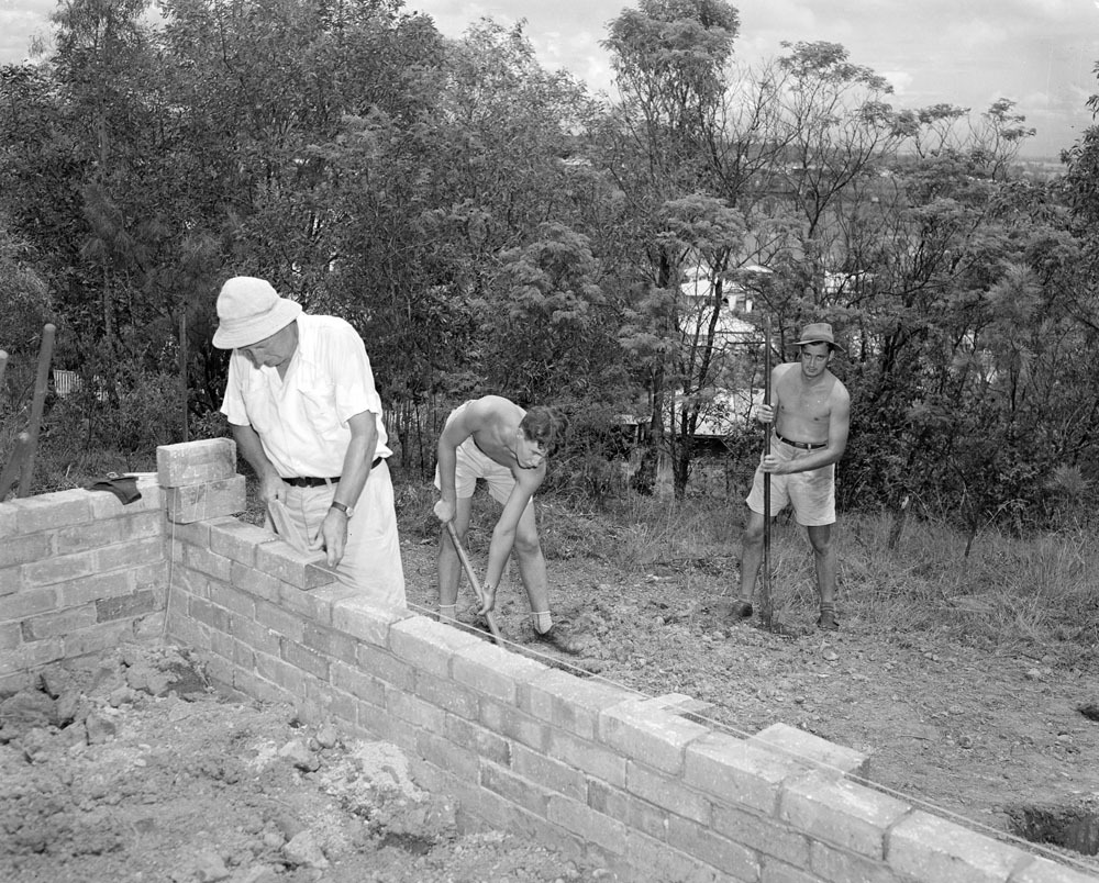 Construction of the Outridge Street Scout Hut, Ipswich, 1955