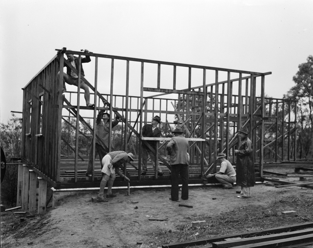 Construction of the Outridge Street Scout Hut, Ipswich, 1955