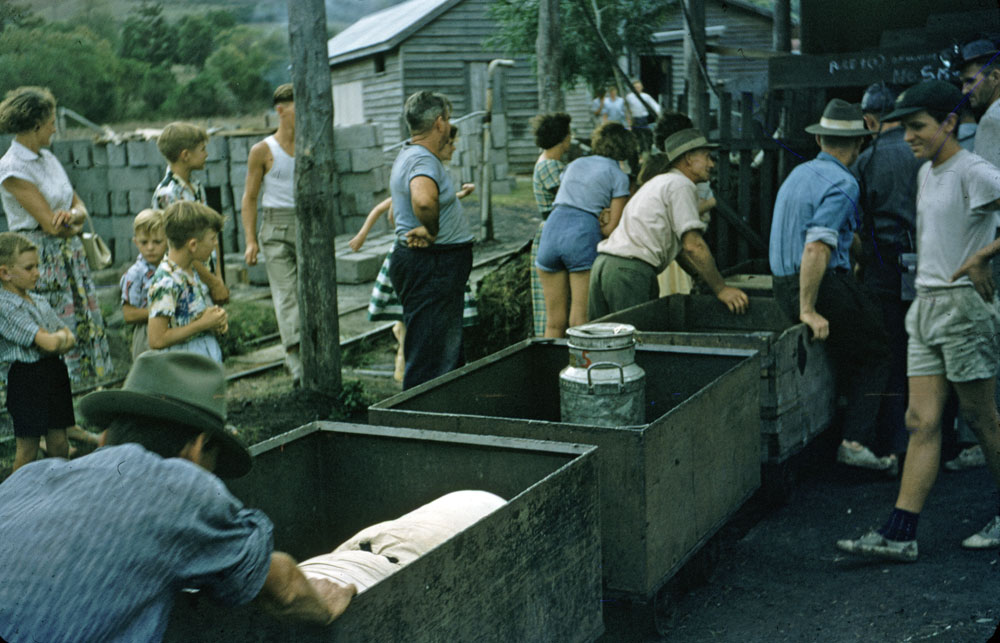 Supplying strikers at the 'staydown' at the Caledonian Mine, Thagoona, Ipswich, 1958