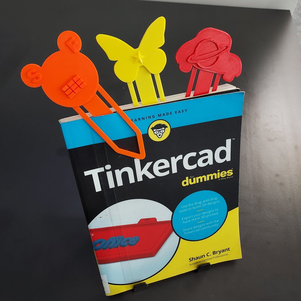 Makerspace printed 3D bookmarks, Ipswich Libraries, 2022
