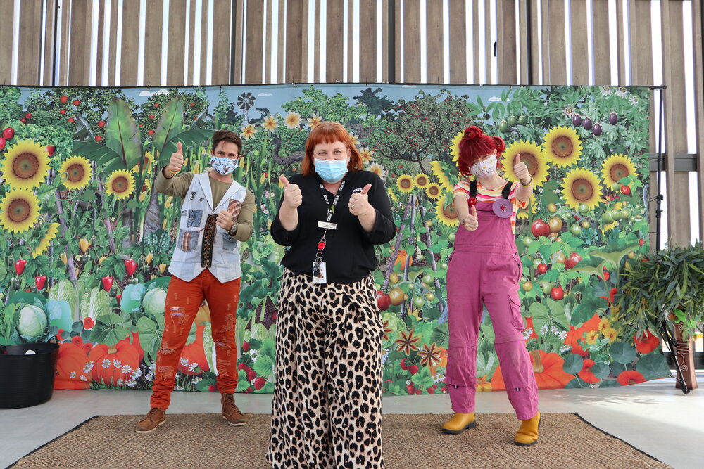 Dirtgirldworld performance on the Tulmur Place stage, part of events at the launch of the Ipswich Children's Library, 2021