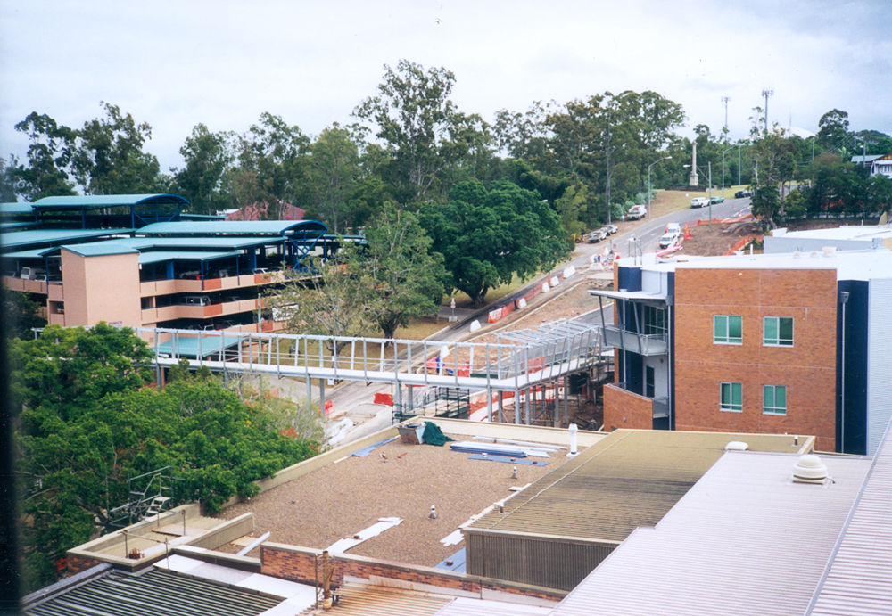 Walkway under construction, over Chelmsford Avenue, to the new car park at Ipswich General Hospital, Ipswich, 1999