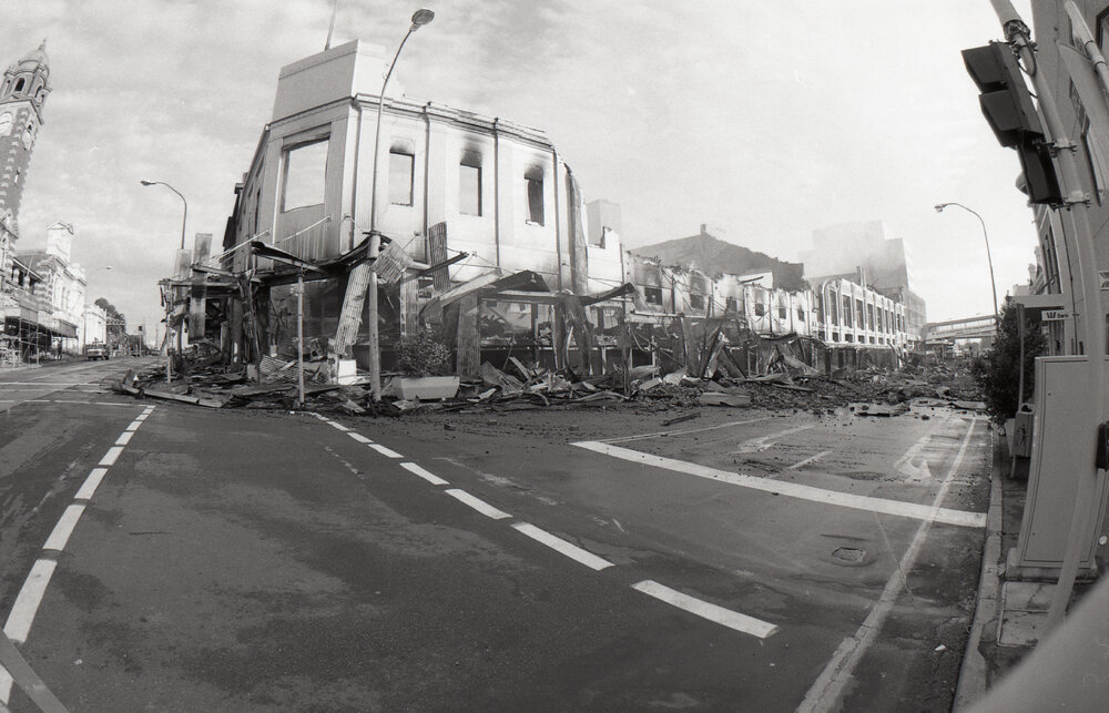 Aftermath of the Reid's (Cribb &amp; Foote) fire, Bell Street, Ipswich, August 1985