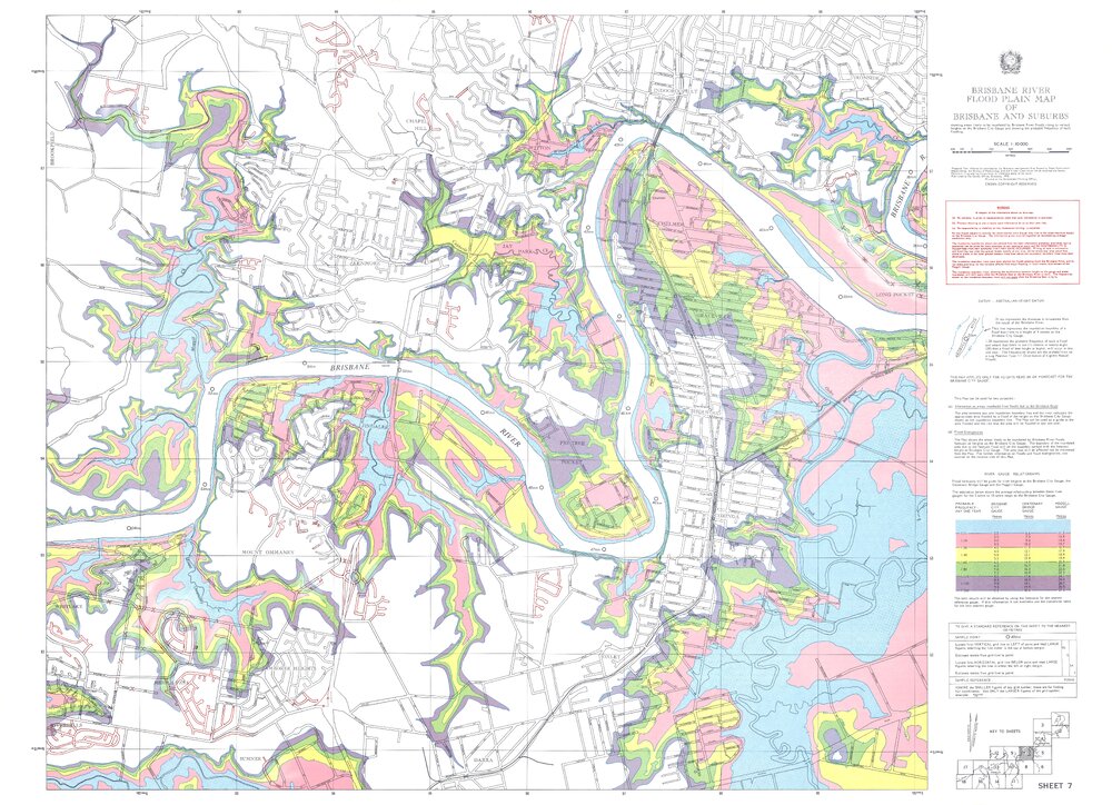 Brisbane River Flood Plain Map of Brisbane and Suburbs, Sheet 7