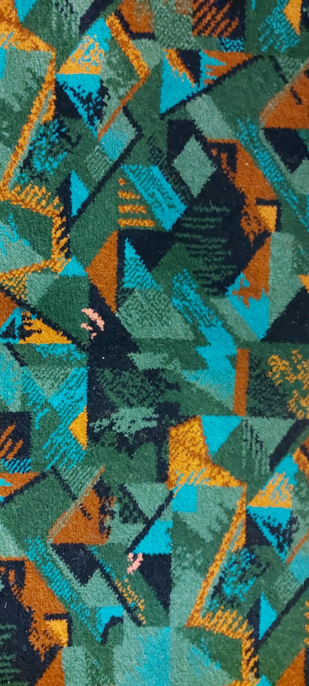 Sample of carpet from the Ipswich Civic Centre, featuring an outline of the building, 2025