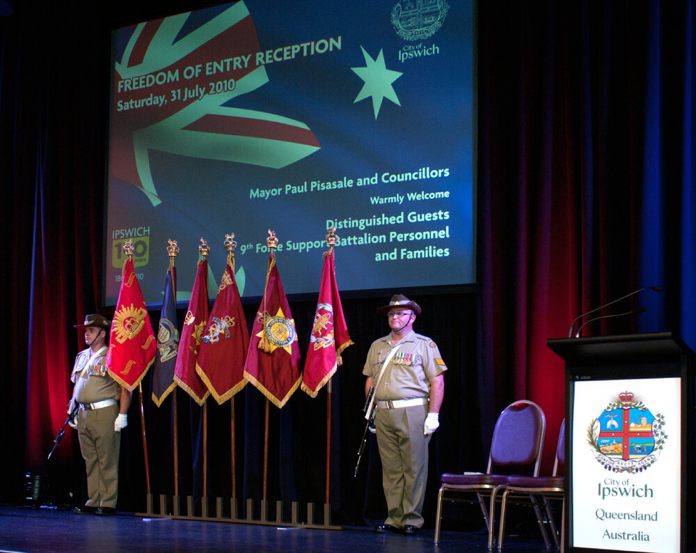 Freedom of Entry Reception, 9th Forse Support Battalion Personnel, held at the Ipswich Civic Centre, July 2010