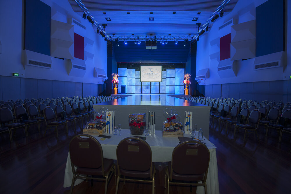 Ipswich Civic Centre's George Hogg Auditorium set up for a fashion parade, Ipswich, 2014