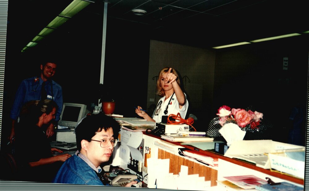 MEDICAL STAFF AT WORKSTATION,