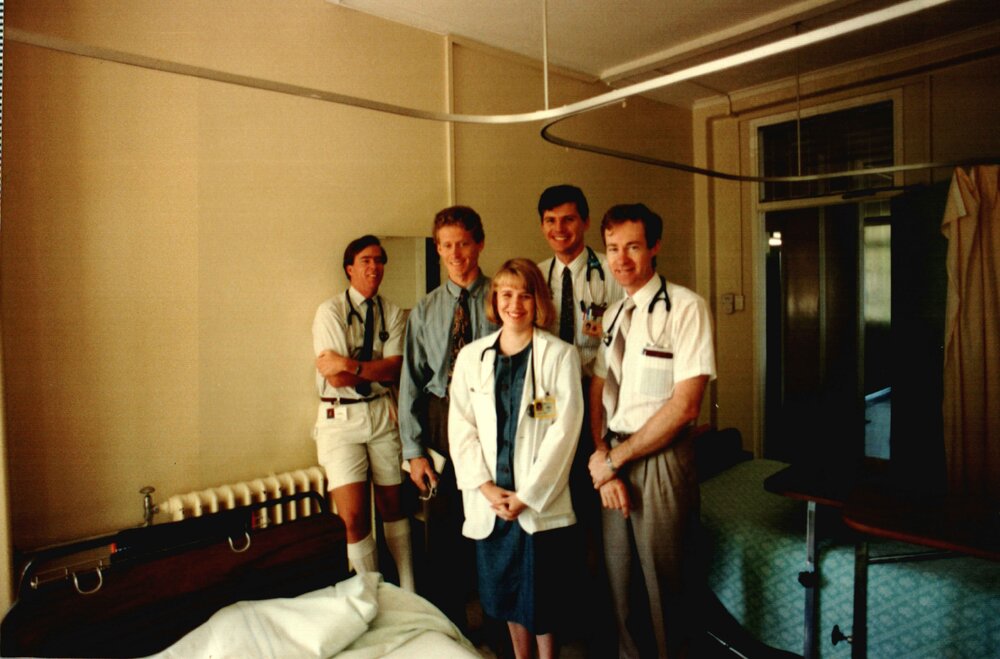 Unidentified medical students, Ipswich Hospital, Ipswich, c. 1990