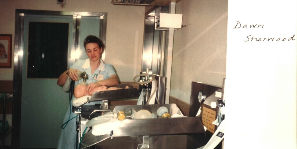 MIDWIFERY Scrapbook 1991 TO 1998 Dawn Sherwood with dummy baby c 1994