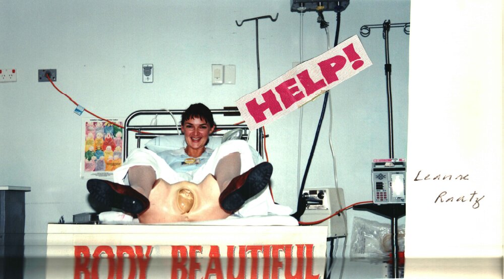 MIDWIFERY Scrapbook 1991 TO 1998, midwifery staff with birthing dummy,1993